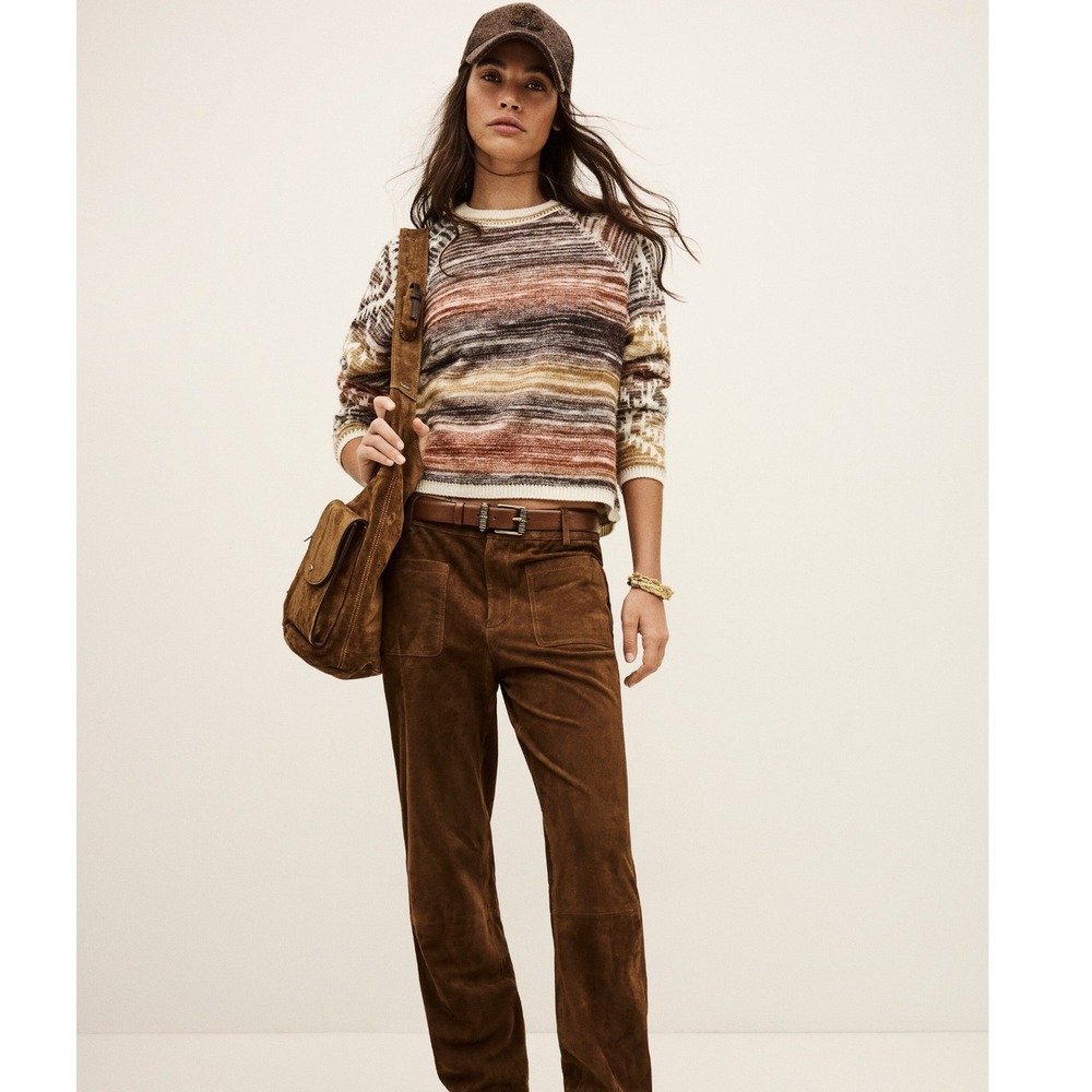 Ba&sh Womens Clodie Jumper Boho Striped Wool Alpaca Blend Sweater Size 4 Western